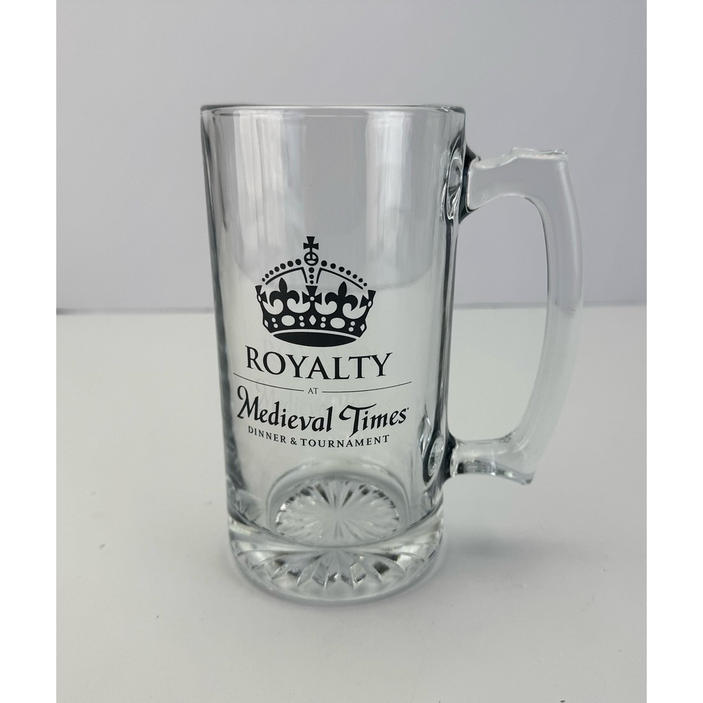 Medieval Times Dinner & Tournament ROYALTY Glass Beer Stein Souvenir Mug 24OZ